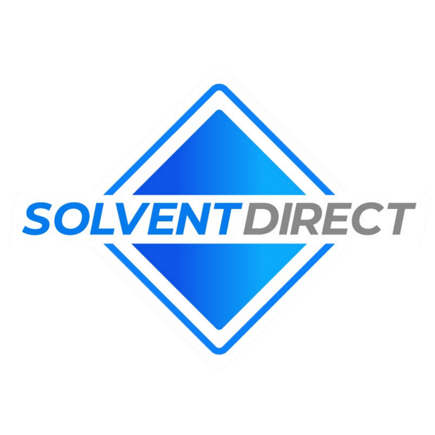 SOLVENT DIRECT logo with blue diamond shape on a white background